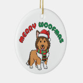Christmas Collie Ornament: Merry Woofmas セラミックオーナメント (右)