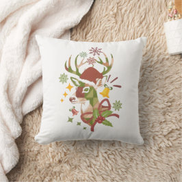 Christmas Colorful Deer Design クッション