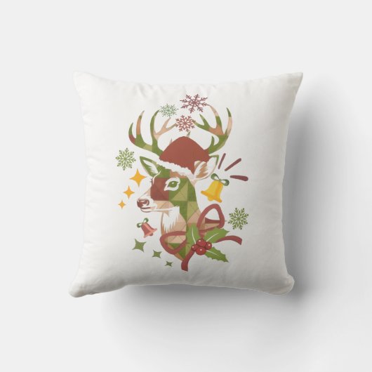 Christmas Colorful Deer Design クッション (裏面)
