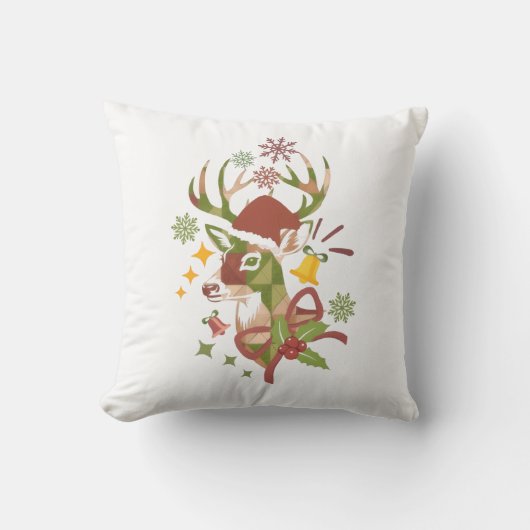 Christmas Colorful Deer Design クッション (正面)