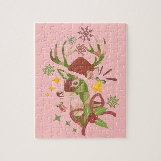 Christmas Colorful Deer Design ジグソーパズル (縦)