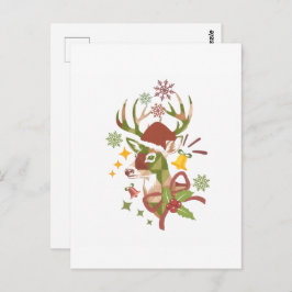 Christmas Colorful Deer Design ポストカード