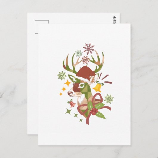 Christmas Colorful Deer Design ポストカード (正面/裏面)