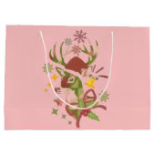 Christmas Colorful Deer Design ラージペーパーバッグ (裏面)
