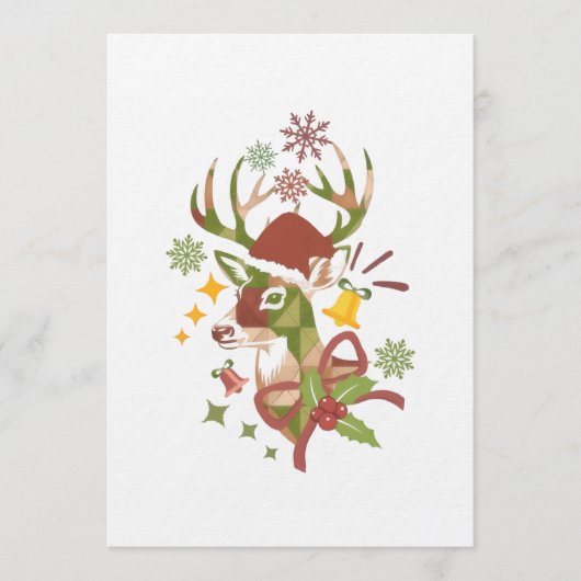 Christmas Colorful Deer Design 招待状 (正面)
