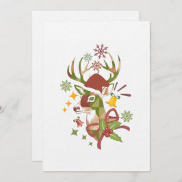 Christmas Colorful Deer Design 招待状