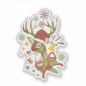 Christmas Colorful Deer Design Vinyl シール (正面)