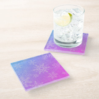Christmas colorful Snowflakes Glass Coaster ガラスコースター