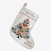 Christmas Colorful Tree Scandinavia Folk Art スモールクリスマスストッキング (正面 (吊り時))