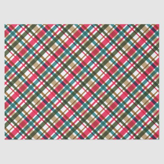 Christmas Colours Plaid Red Green Brown Blue 薄葉紙 (正面)