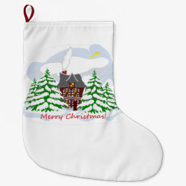 Christmas coming to family house ラージクリスマスストッキング