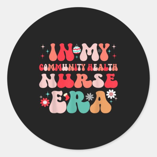 Christmas Community Health Nurse Present For Funny ラウンドシール (正面)