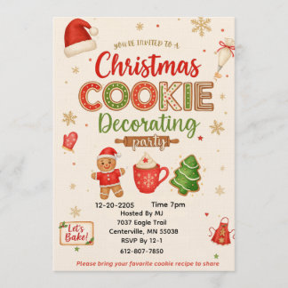 Christmas Cookie Decorating Party Invitation | Kid 招待状