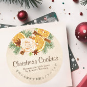 Christmas Cookie Dried Orange Kraft Paper Elegant ラウンドシール