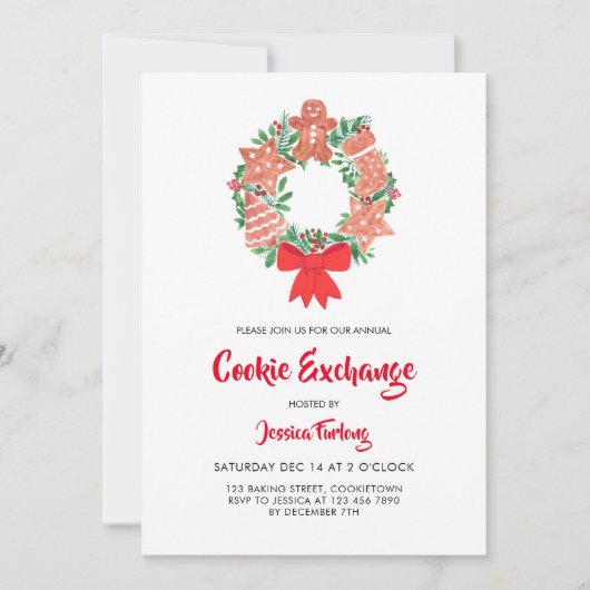 Christmas Cookie Exchange Party 招待状 (正面)