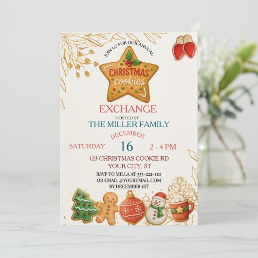 Christmas Cookie Exchange Party 招待状 (スタンド正面)