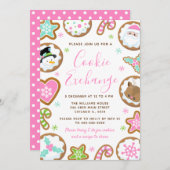 Christmas Cookie Exchange Pink and Green 招待状 (正面/裏面)