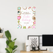 Christmas Cookie Exchange Pink Green Welcome Sign ポスター (ホームオフィス)