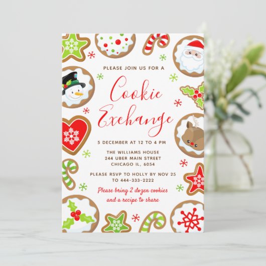 Christmas Cookie Exchange Red and Green 招待状 (スタンド正面)