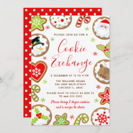 Christmas Cookie Exchange Red and Green 招待状