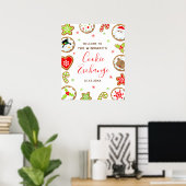 Christmas Cookie Exchange Red Green Welcome Sign ポスター (ホームオフィス)