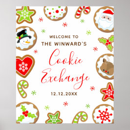 Christmas Cookie Exchange Red Green Welcome Sign ポスター