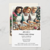 Christmas  Cookie Exchange Retro Ladies  招待状 (正面/裏面)