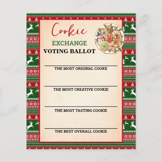 Christmas Cookie Exchange Voting Card Flyer チラシ (正面)