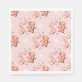 Christmas Cookie gingerbread man pink birthday スタンダードランチョンナプキン (正面)