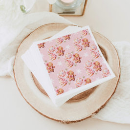 Christmas Cookie gingerbread man pink birthday スタンダードランチョンナプキン