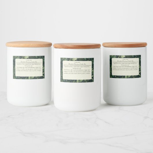 Christmas Cookie Mix Greenery Pattern Personalized フードラベル (ボトル)