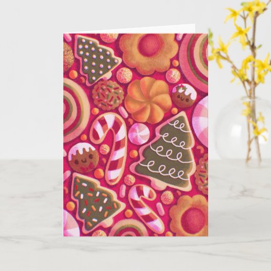 Christmas Cookie Pattern  カード (黄色い花)