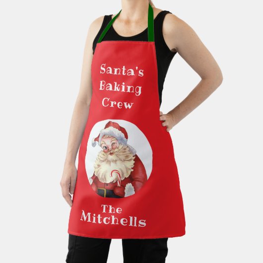 Christmas Cookie Retro Santa's Baking Crew Unisex エプロン (インサイチュ)