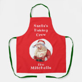 Christmas Cookie Retro Santa's Baking Crew Unisex エプロン (正面)