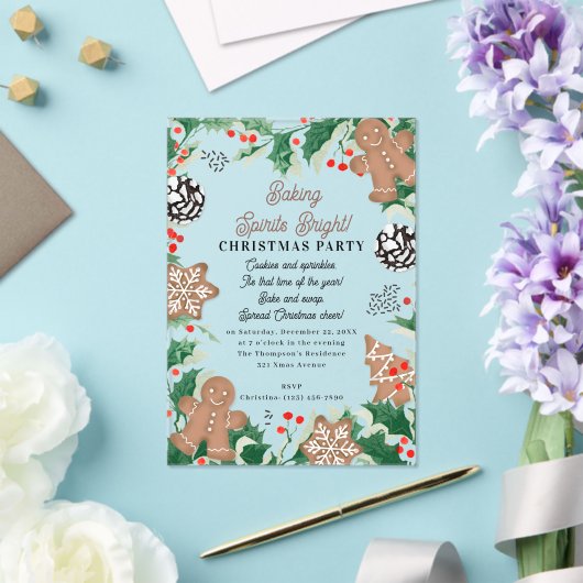 Christmas Cookie Swap Baking Spirits Bright アクリル招待状 (インサイチュ (ウェディング))