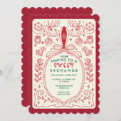 Christmas Cookie Swap Bow Cookies Decorating Party 招待状 (正面/裏面)