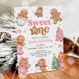 Christmas Cookie Sweet One 1st Birthday Party 招待状