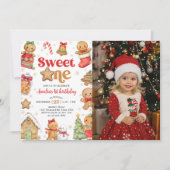 Christmas Cookie Sweet One 1st Birthday Photo 招待状 (正面)
