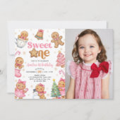 Christmas Cookie Sweet One 1st Birthday Photo 招待状 (正面)