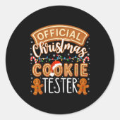 Christmas Cookie Tester Taster Funny Family Baking ラウンドシール (正面)