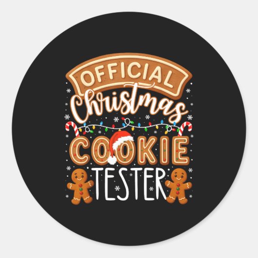 Christmas Cookie Tester Taster Funny Family Baking ラウンドシール (正面)