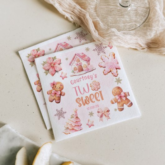 Christmas Cookie Two Sweet 2nd Birthday girl pink スタンダードランチョンナプキン