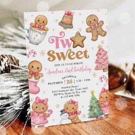 Christmas Cookie Two Sweet 2nd Birthday Party 招待状