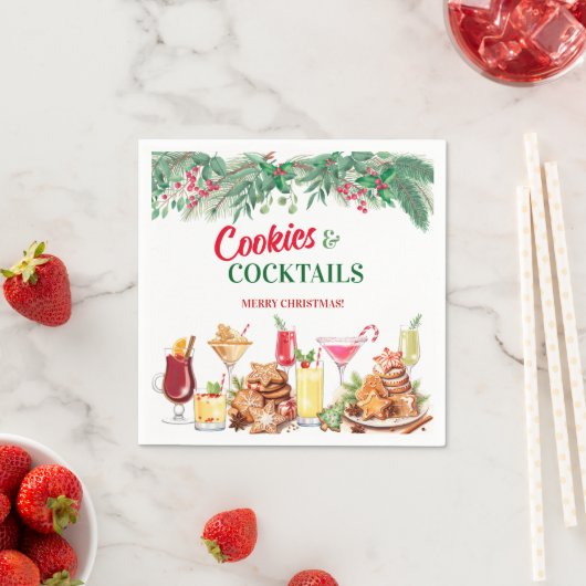 Christmas Cookies and Cocktails Holiday Party スタンダードカクテルナプキン (インサイチュ)