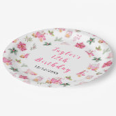 Christmas Cookies and Cocoa Birthday Party Pink ペーパープレート (アングル)