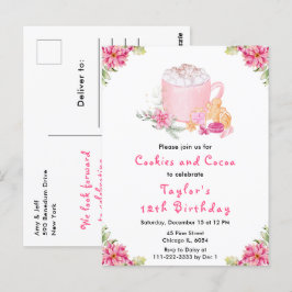 Christmas Cookies and Cocoa Birthday Party Pink ポストカード