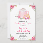 Christmas Cookies and Cocoa Birthday Party Pink 招待状 (正面)