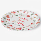 Christmas Cookies and Cocoa Birthday Party Red ペーパープレート (アングル)