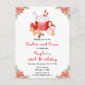 Christmas Cookies and Cocoa Birthday Party Red ポストカード (正面)