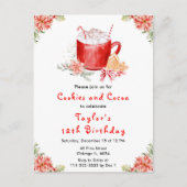 Christmas Cookies and Cocoa Birthday Party Red ポストカード (正面)